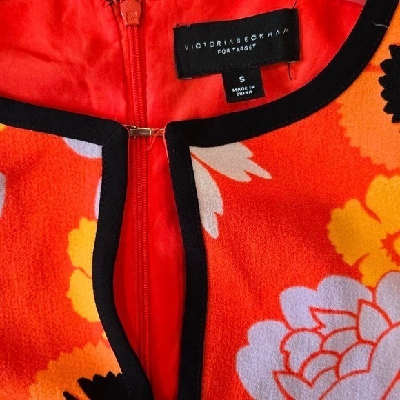 Victoria Beckham for Target Orange Floral Sleeveless Mini Shortall S - Picture 3 of 6